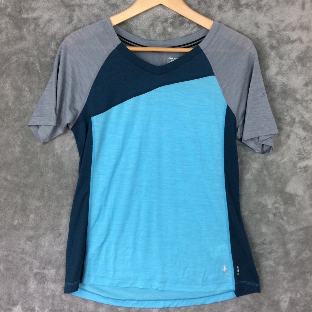 SmartWool Merino Wool T Shirt Womens XS Blue Base Layer Thermal Lightweight READ